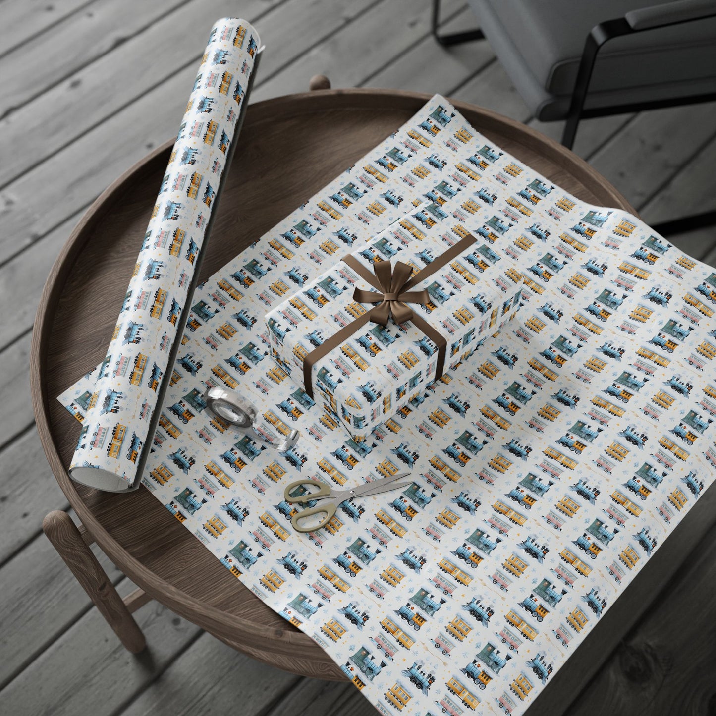 Snow Train Holiday Wrapping Paper