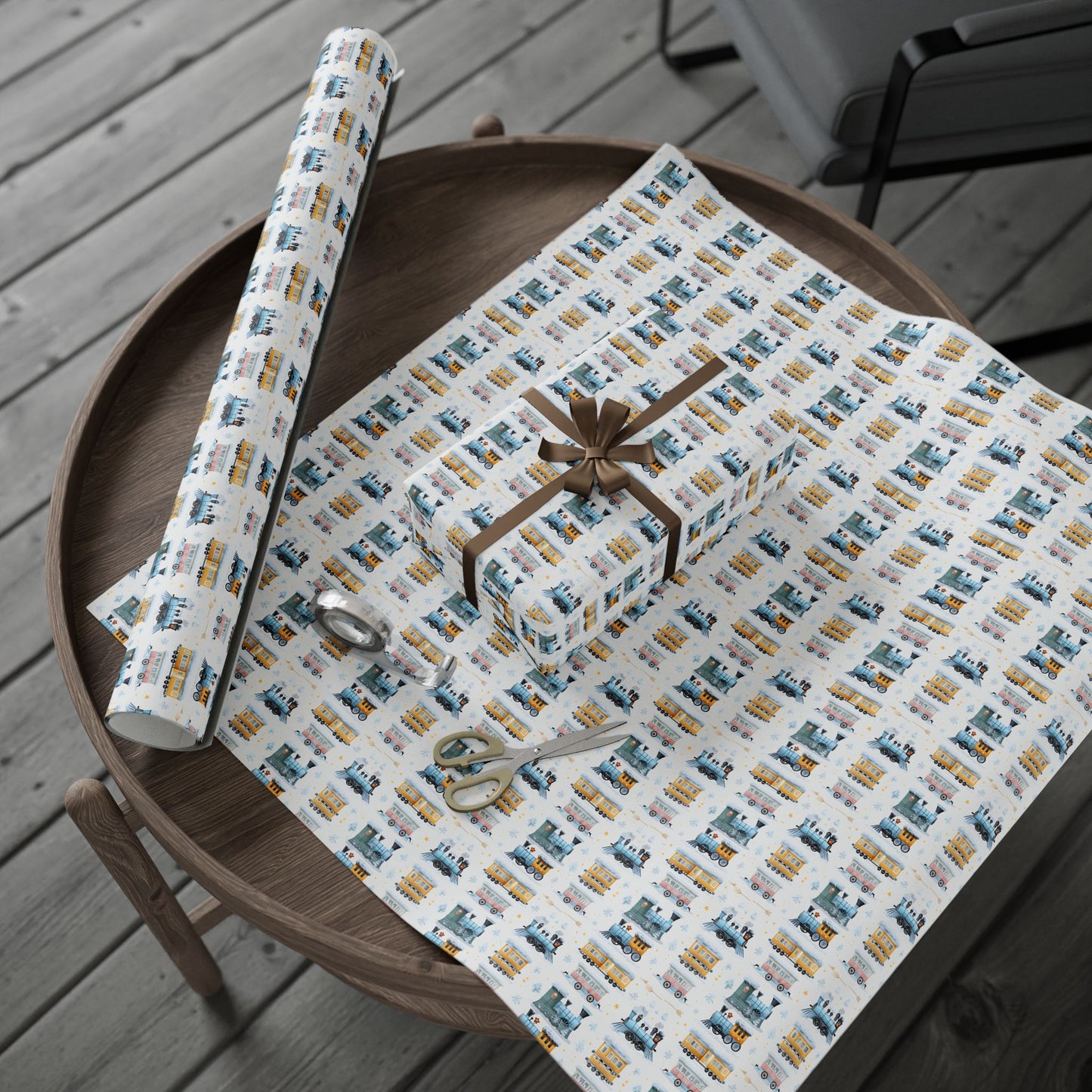 Snow Train Holiday Wrapping Paper