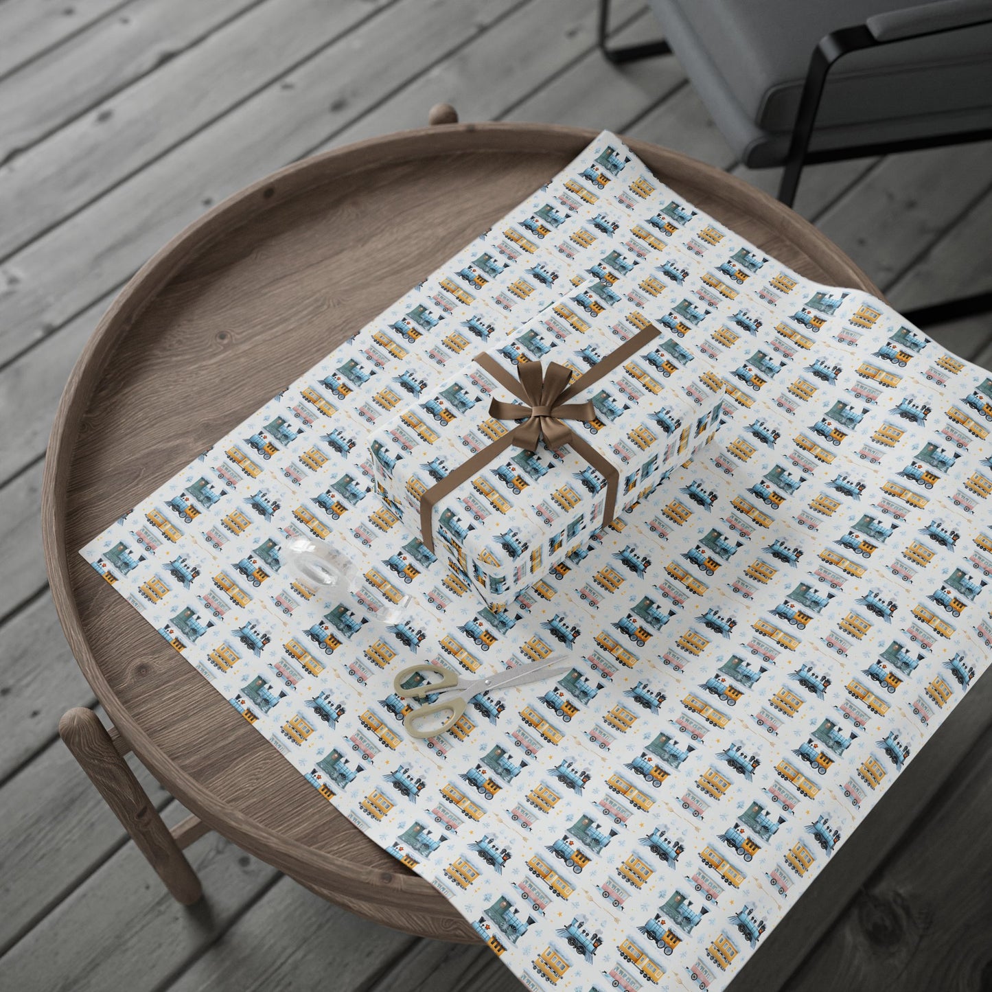 Snow Train Holiday Wrapping Paper